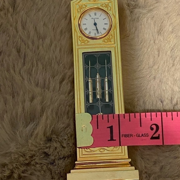 VINTAGE 80s Bulova Miniature Grandfather Clock Cantebury B0550 Brass - Picture 7 of 8
